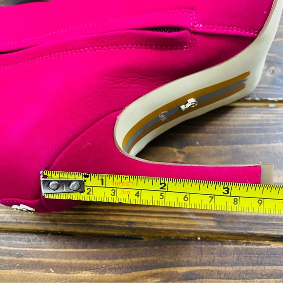 Sam Edelman Hot Pink Dollcore Genuine Leather Suede Pointed Toe Heeled Booties - Picture 12 of 12